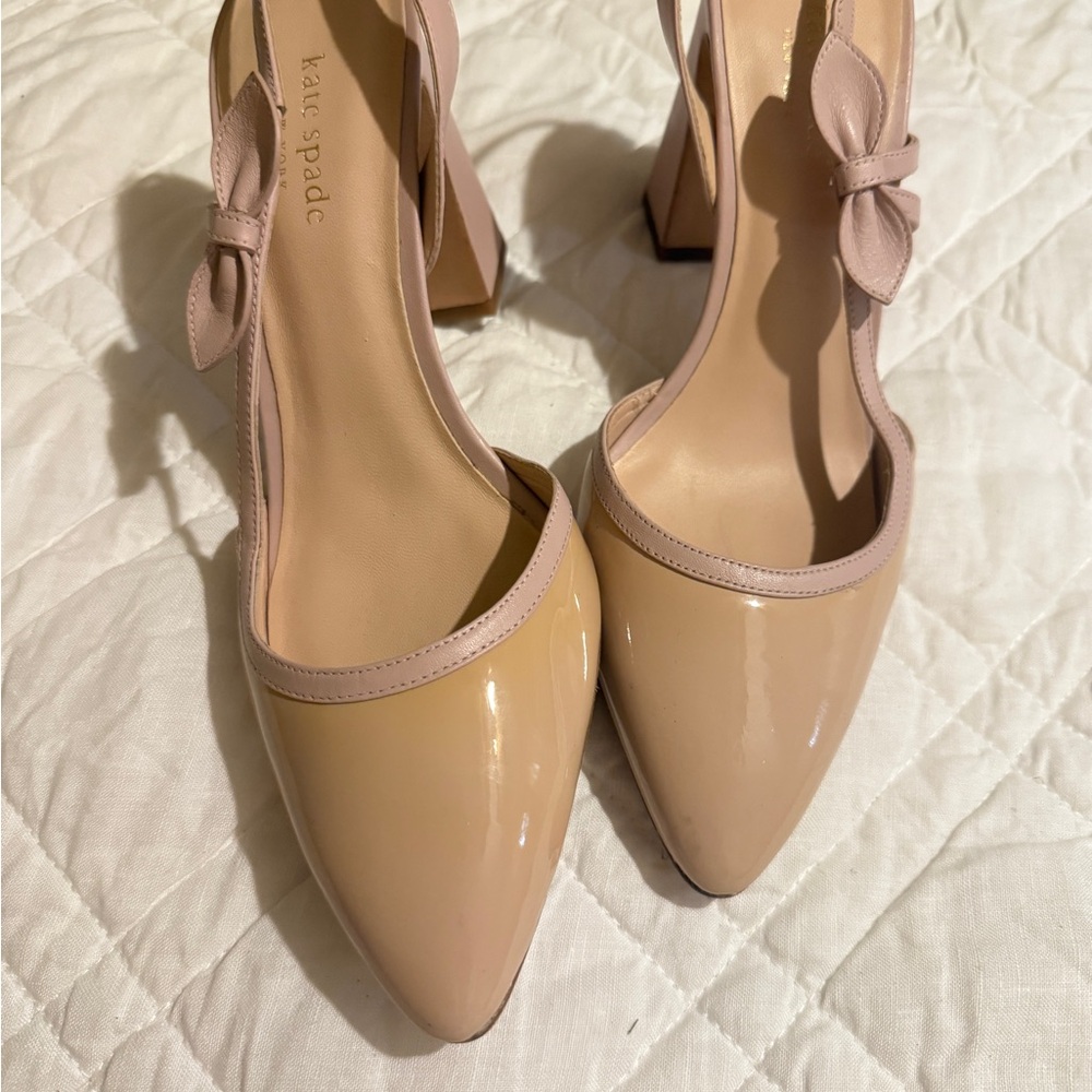 Kate Spade Blush Patent Leather Heels with Bow
